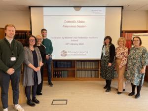 The Attorney General and staff with Bronagh Malcomson from Women's Aid NI