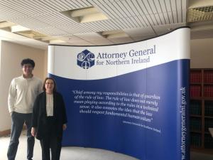 Dame Brenda King, Attorney General for Northern Ireland with Alexander Polonsky, law student.